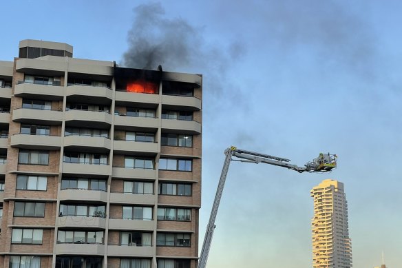 The fire on level 15 of Park Apartments on Sunday night.