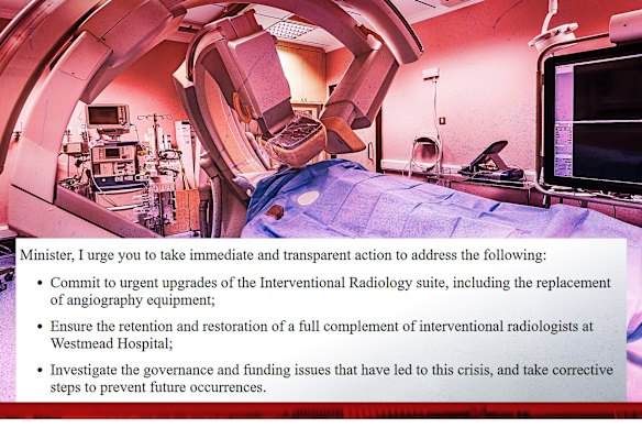 Eastwood GP Fiona Dennison wrote to Health Minister Ryan Park on Wednesday, urging him to intervene to prevent the collapse of interventional radiology services at Westmead Hospital.