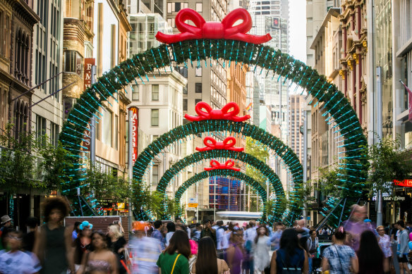 Christmas shoppers on Sydney's George Street.