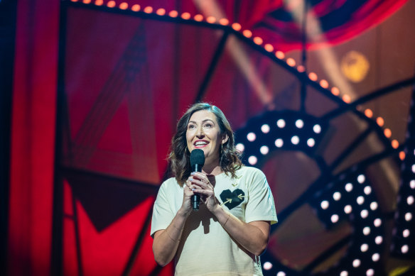 Celia Pacquola in red-hot form at the 2024 Melbourne International Comedy Festival Gala.