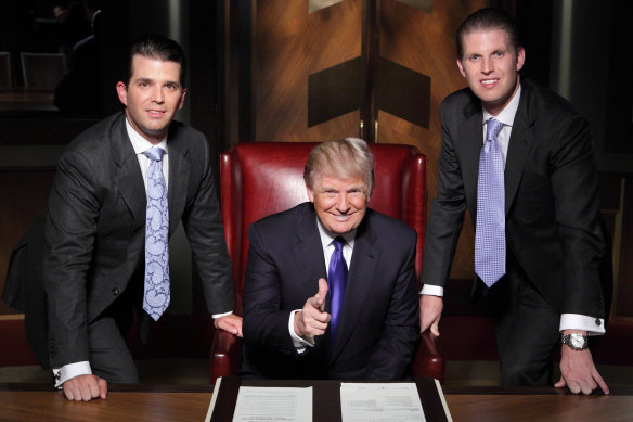 A simpler time: Donald Trump with Donald jnr and Eric on The Apprentice.