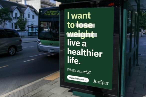 Juniper artwork of its weight loss ads, which don’t specifically name the drugs it sells, published to its Facebook page.