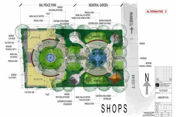 The original design for the peace park by renowned landscape architect Made Wijaya. 