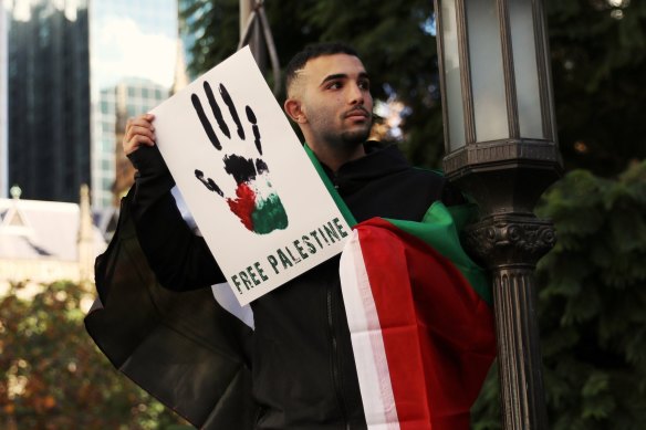 Pro-Palestine protestors gathered in the Sydney CBD to condemn the situation in Gaza. 