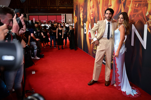 Margot Robbie and Diego Calva at the Sydney premiere of Babylon in January. Somewhere inside, I was gearing up to spew.