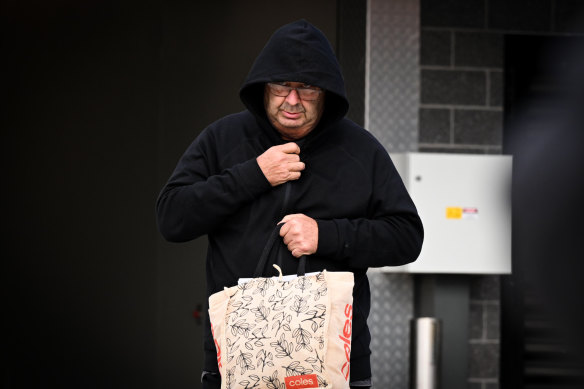 Brett Button leaves Cessnock Police Station on Tuesday afternoon.