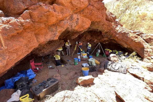 The Yirra rock shelter excavation. “The Pilbara probably has hundreds of sites, but we’re still in scramble mode,” says professor of archaeology, Peter Veth. 