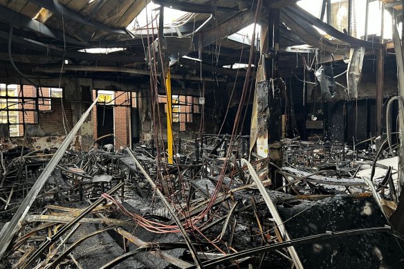 The destroyed interior of the Adass Israel synagogue.