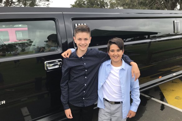 Daniel Field and Logan Rofe were part of a group of boys from Mount Brown Public School who rented a stretch Hummer for their year 6 farewell.