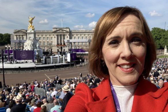 Camilla Tominey outside Buckingham Palace. ‘As long as people want to read about these guys, I’ll write about them.’