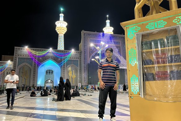 Ali Rahimi posted a photo of himself outside a Mosque in Iran to Facebook the same month he allegedly abandoned his wife in Pakistan without her travel documents. 