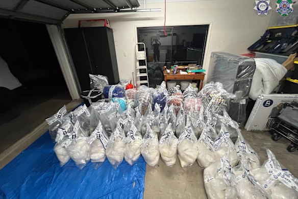 Hundreds of kilograms of cocaine and meth were found in a van parked at a property in Mount Cotton on Brisbane’s bayside. 