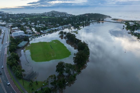 A sporting field near Narrabeen Lagoon on Saturday.