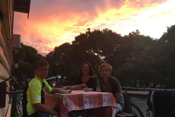 Jessica Sherrell with her two boys on Rottnest.