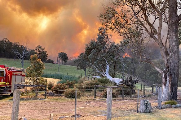 A fire near Briagolong burns
on Sunday October 1.