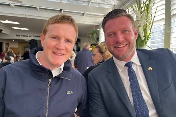 Mornington Peninsula Shire Mayor Anthony Marsh (left) with former member for Nepean Sam Groth in 2024. 