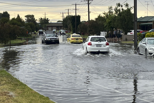 Flash flooding in the Geelong area on Tuesday.