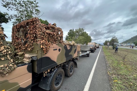 Australian Army personnel helping after Tropical Cyclone Jasper.