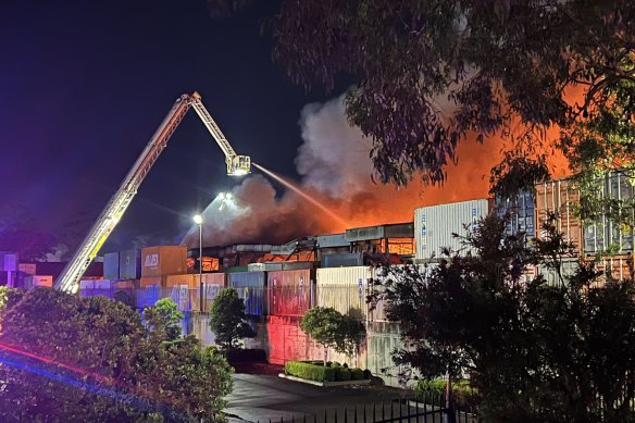 A large warehouse fire broke out this morning in Girraween on the Great Western Highway.