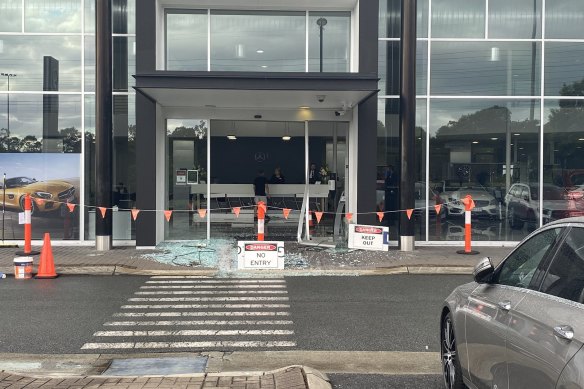 The Mercedes dealership in Robina, Gold Coast was significantly damaged.  