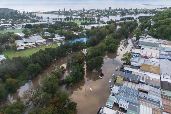 Parts of Narrabeen are seen affected by flooding on Saturday morning.