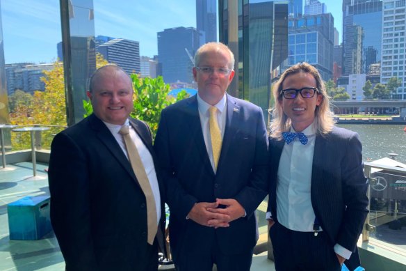 Jack Ta with Jason Wood and former prime minister Scott Morrison.