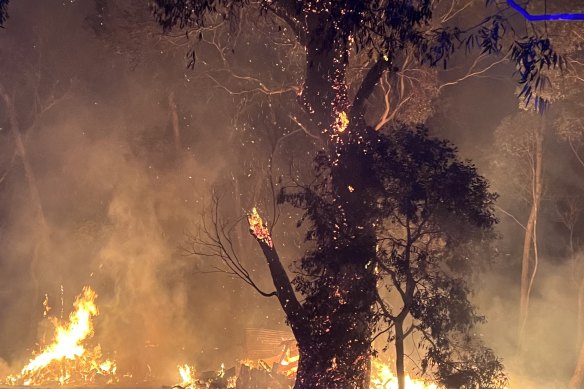 The Dereel bushfire burning last month.