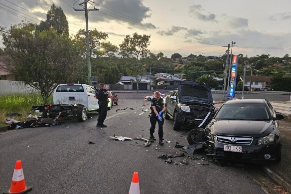 Police at the scene of the crash.