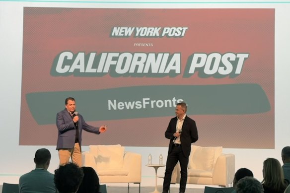 Papps [right] He assembles his crack team to form California Post. He appeared with New York Post CEO Sean Giancola at an advertiser event last month.