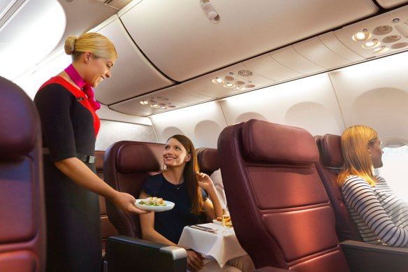 The crew are friendly and efficient and there’s a choice of three mains on this lunchtime flight.