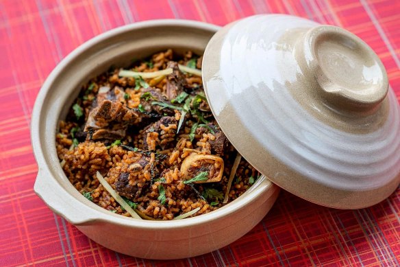 Dindigul biryani: goat, seeraga samba rice at Semma, NYC.