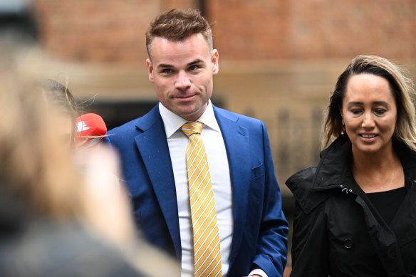 Taylor Auerbach and his lawyer Rebekah Giles outside the Federal Court in Sydney on Thursday.