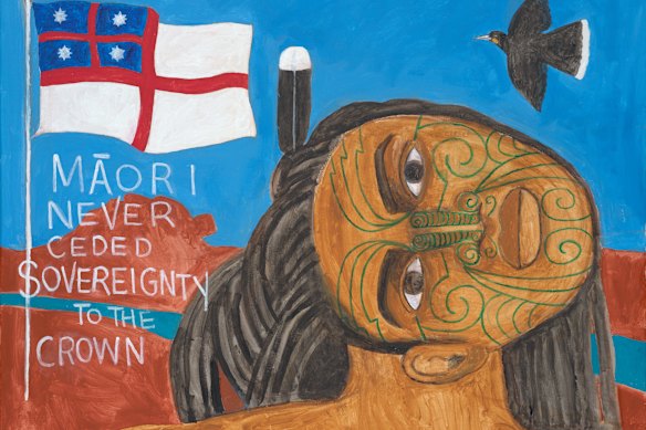 Os Maori nunca cederam soberania à coroa de Robyn Kahukiwa (2023).