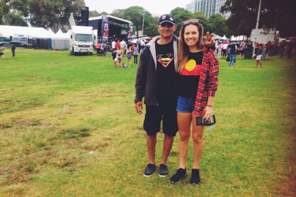Marlee Silva and dad Rod at the Yabun Festival in 2015.