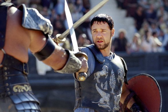 Russell Crowe as Maximus Decimus Meridius in <i>Gladiator</i>. 