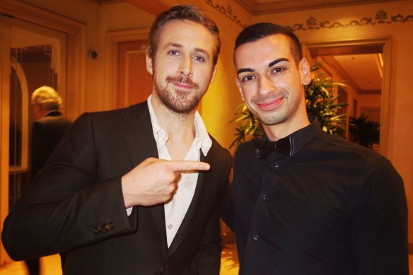 Beau Lamarre-Condon  pictured with actor Ryan Gosling. 