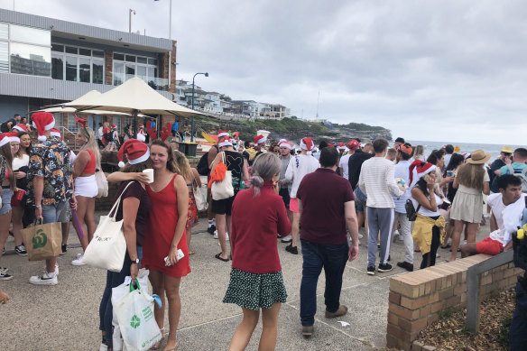 Revellers at Bronte Beach on Christmas Day