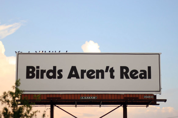 A Birds Aren’t Real billboard in Memphis, Tennessee.