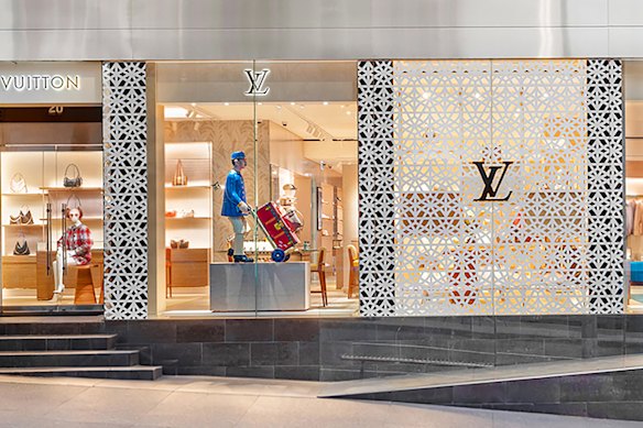 Exterior of the new Louis Vuitton temporary boutique on Russell Street, Melbourne.
