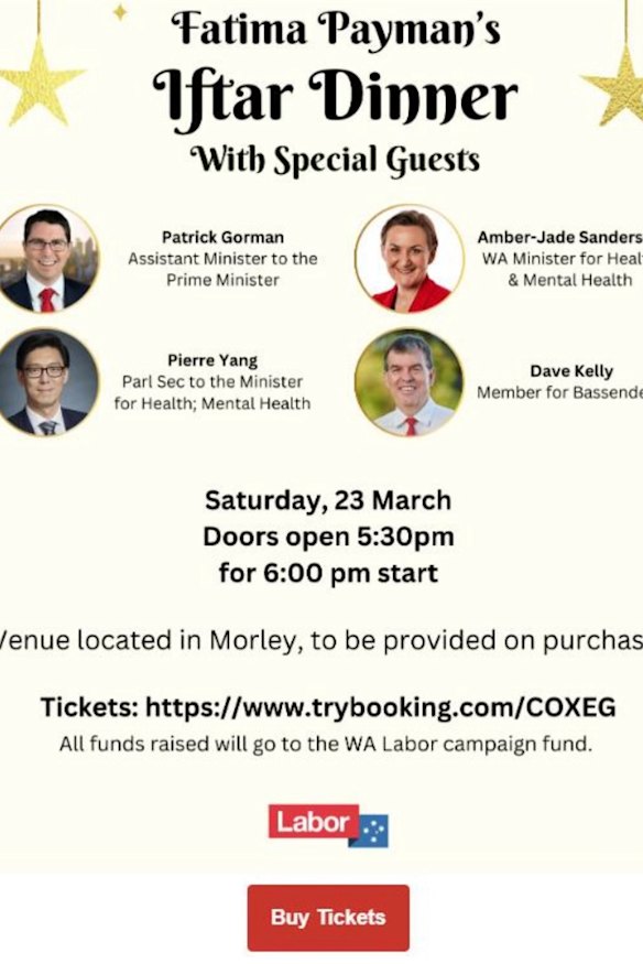 WA Senator Fatima Payman’s cancelled Iftar dinner.