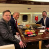 Elon Musk, US President-elect Donald Trump, Donald Trump jnr, Mike Johnson and Robert F. Kennedy enjoy a McDonald’s meal aboard Trump’s private plane.