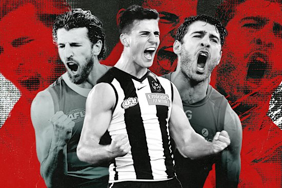 Western Bulldogs champion Marcus Bontempelli, Collingwood young gun Nick Daicos, and Melbourne star Christian Petracca.