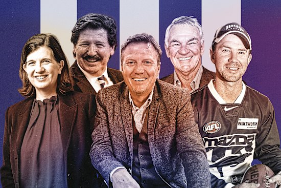  North Melbourne powerbrokers: President Sonja Hood, Peter de Rauch, commentator and former president James Brayshaw, Peter Scanlon, former Australian Test captain Ricky Ponting.