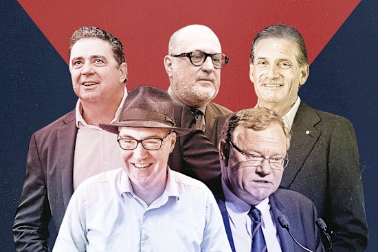 Prominent Melbourne men Garry Lyon, Russel Howcroft, David Thurin, Titus O’Reily and Don McLardy.