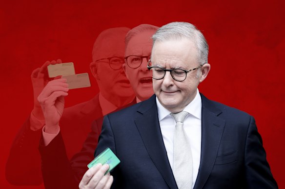 Anthony Albanese’s Medicare card was a common sight on the campaign trail.