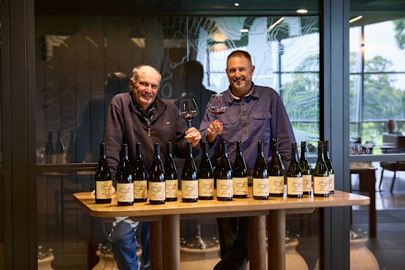 Grape grower Wayne Smart and the late winemaker Peter Fraser at the High Sands Grenache tasting at Yangarra Estate Vineyards on 17 November 2025. 