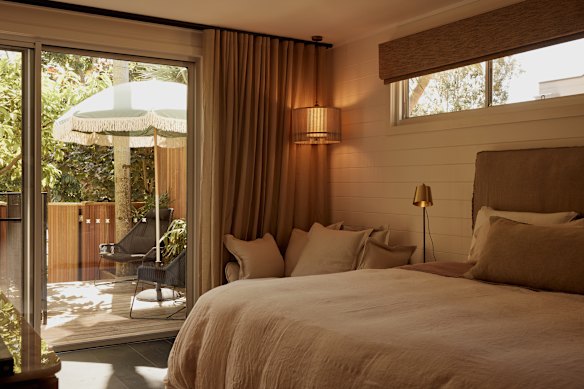 One of the rooms with a private plunge pool at 28 Degrees Byron Bay.