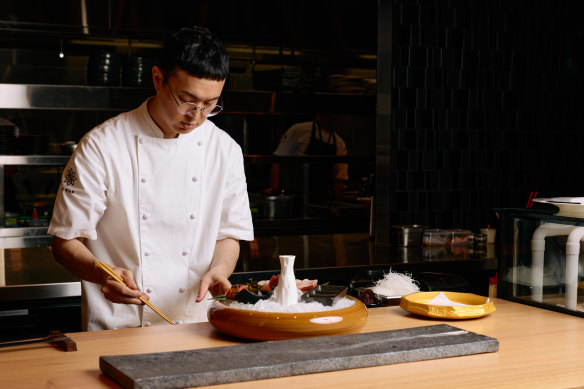 Alex Yu in the kitchen at the newly opened Sokyo Brisbane.