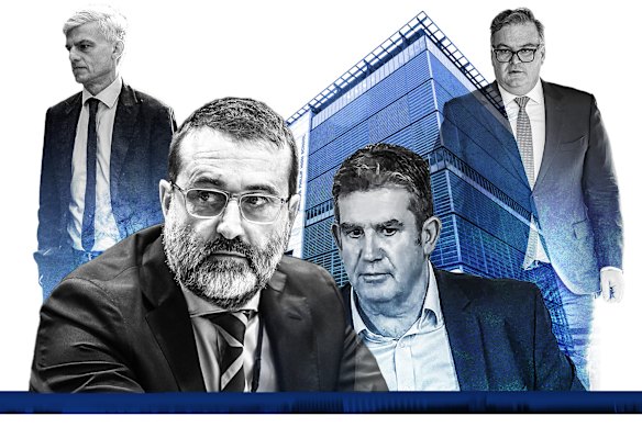 The ICAC is investigating a blow-out in spending on contractors under former building unit head Anthony Manning (front).