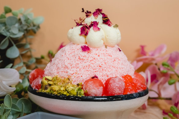 Darling Rose bingsu was a limited-edition flavour at Scoopy, inspired by the South Asian dessert falooda.